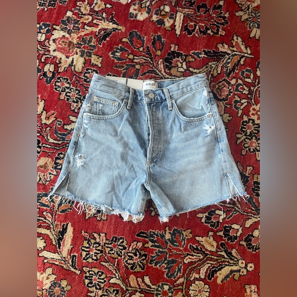 Agolde Dee high-rise denim shorts in Chimes